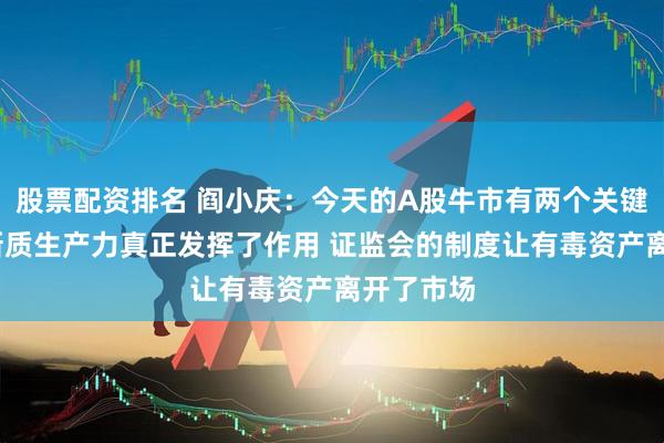 股票配资排名 阎小庆：今天的A股牛市有两个关键原因——新质生产力真正发挥了作用 证监会的制度让有毒资产离开了市场